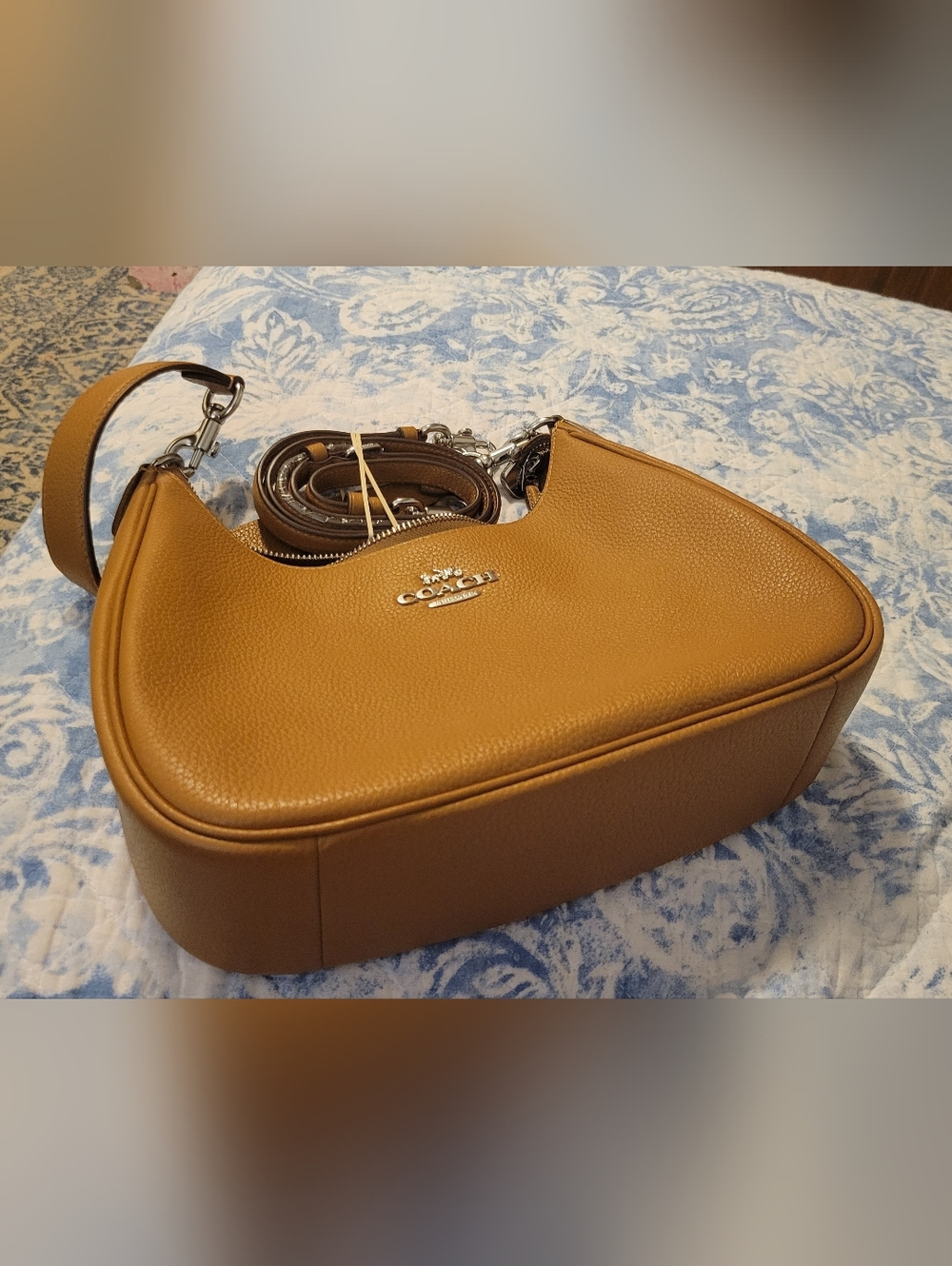 Coach Pebbled Leather Shoulder Hobo in Tan - Picture 7 of 11